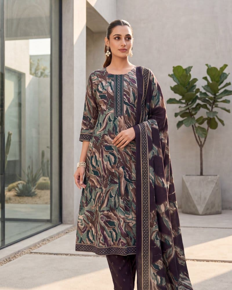 Midnight Floral 3-Piece Kurta Set with Dupatta